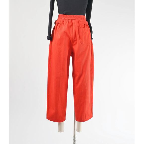 Vintage 80s Red Cotton Pleated Front Ankle Length Pants size M - Picture 6 of 8